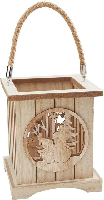 VBS Laterne Schneemänner aus MDF-Holz in Beige, H: 17,0 cm, B: 15,0 cm, T: 15,0 cm - Bild 1