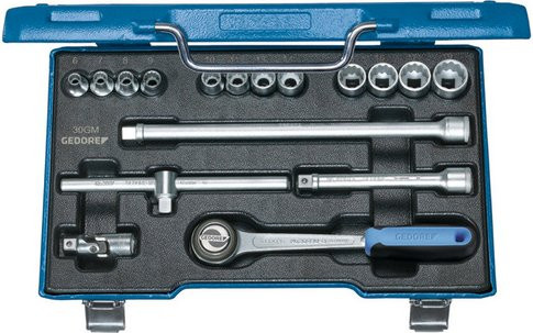 Gedore Steckschlüsselsatz 3/8 Zoll, 17-teilig, silberfarben und blau - Bild 1