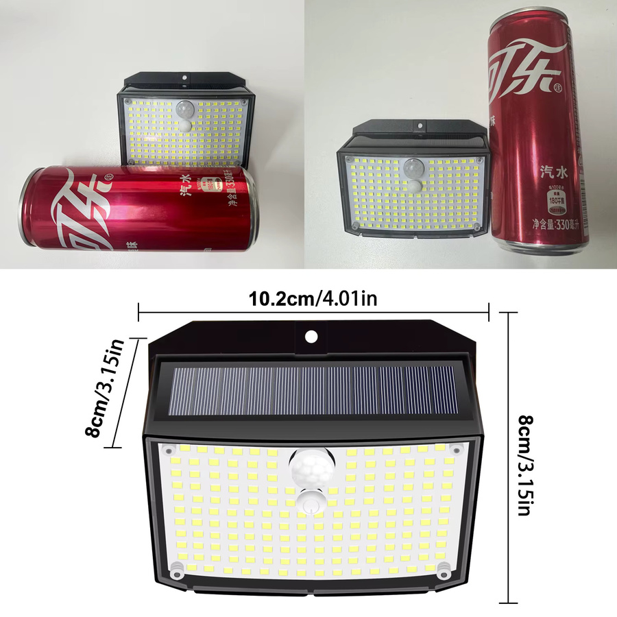 Solar-Wandleuchte mit 158 LED und Bewegungssensor in Schwarz, Wasserdichte Außenbeleuchtung für Garten und Garage mit 3 Modi und kühlem Weißlicht - Bild 6