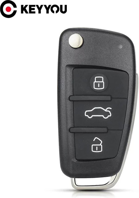 Keyyou Flip Folding Remote Autoschlüssel Etui mit ungeschnittener Klinge in Schwarz für Audi A2 A3 A4 A6 A6L A8 S5 Q7 TT - Bild 1