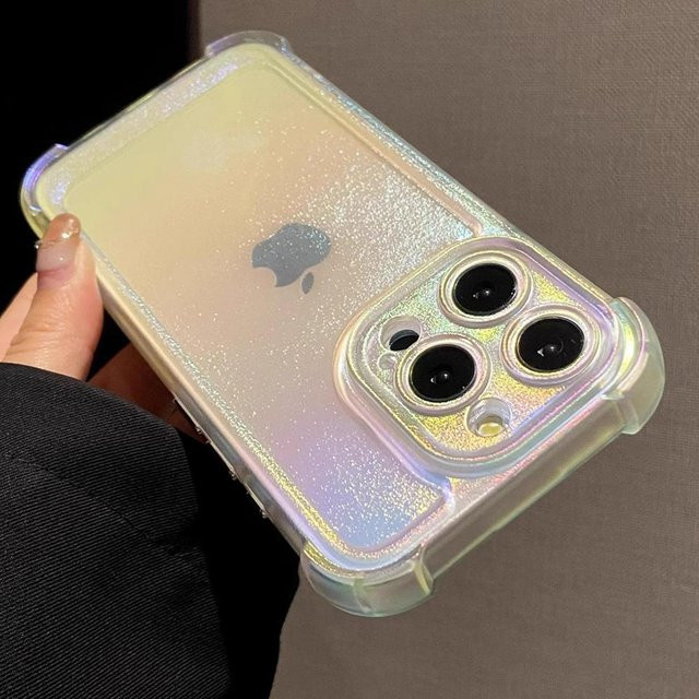 Yiran Bag Luxus Laser Rainbow Transparent Matte Telefonhülle für iPhone 16 Pro Max 15 14 13 12 11 Plus Stoßfeste Weiche Schutzhülle in Multicolour - Bild 1
