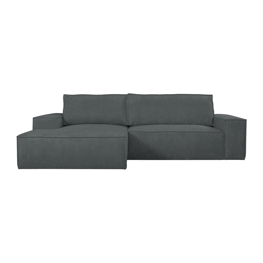 Vente-unique Schlafsofa Amelia in L-Form mit Cord-Bezug, Anthrazitgrau - Bild 2