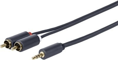 VivoLink Audiokabel 3,5 mm Klinke auf 2x RCA Stereo, Schwarz/Gold, Länge: 15,0 m - Bild 1