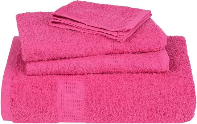 vidaXL Handtuch-Set aus 100% Baumwolle, 4 Stück, Rosa, B: 100 cm, L: 200 cm, 360 g/m² - Bild 1