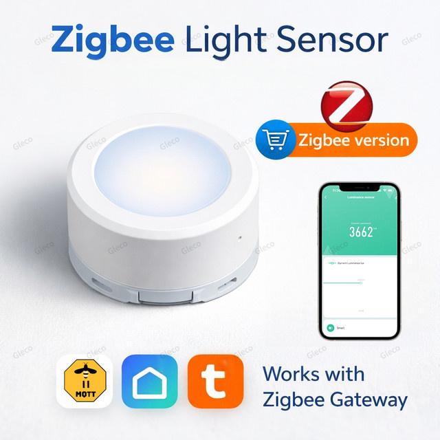 Coolo Zigbee Umgebungslichtsensor in Weiß für Smart Home Helligkeitsdetektor kompatibel mit Gateway Hub (MQTT- oder Tuya Zigbee Version) - Bild 1