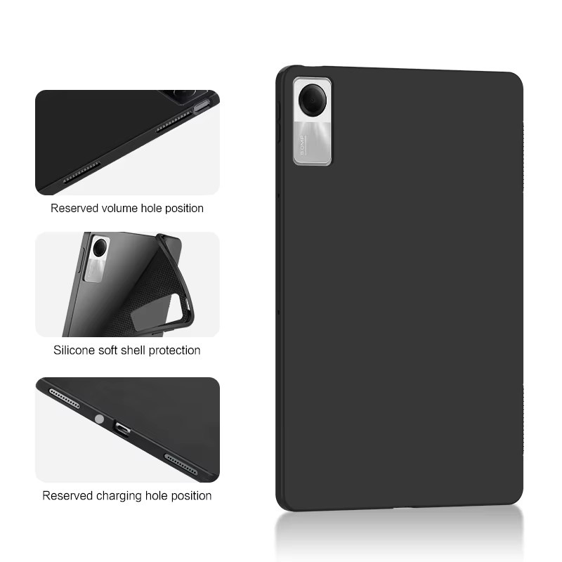 AJIUYU Silikon TPU Schutzhülle für Xiaomi Redmi Pad SE 11 Zoll 2023, Stoßfestes Case in Schwarz - Bild 4