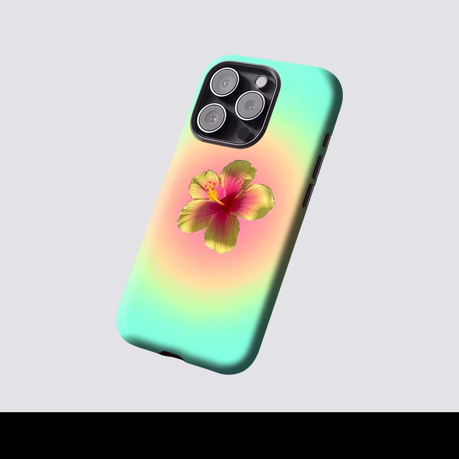 Potdemiel Leuchthülle mit Hibiskus Farbverlauf für iPhone 17 16 15 14 13 Pro Max Plus, magnetische Einzel- und Doppelschicht-Handyhülle, Multicolour - Bild 2