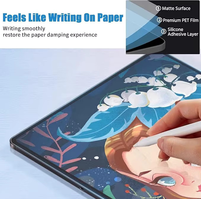 2 Stück Papierähnliche Displayschutzfolie für Samsung Galaxy Tab S10 FE Plus 2025, transparent - Bild 5