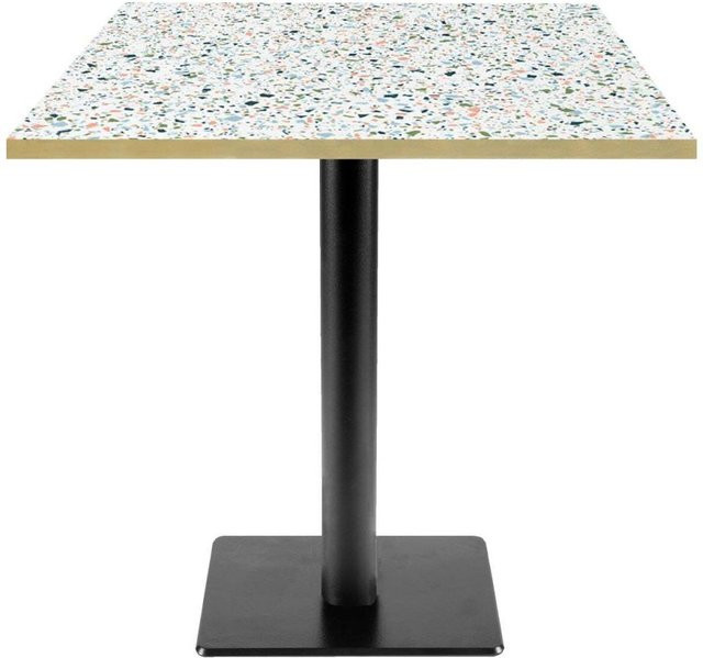 RestooTab Tisch Milan T quadratisch in Terrazzo-Optik, Farbe Mehrfarbig mit Gold/Messing, B/T/H: 70 x 70 x 75 cm - Bild 1
