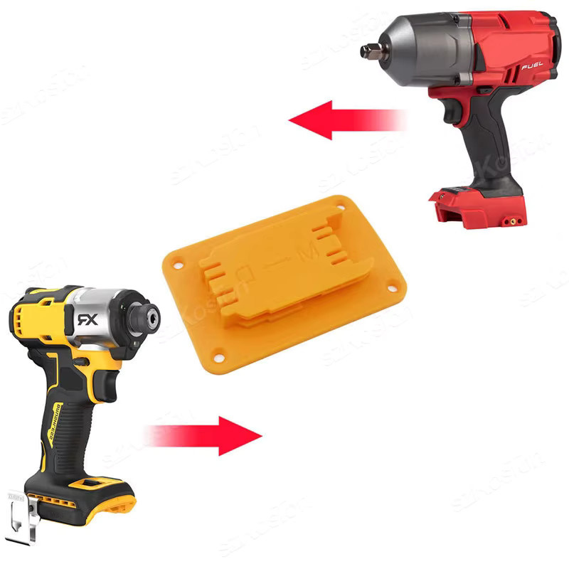 Wandhalterung für DeWalt 14,4 V/18 V/20 V und Milwaukee 18 V Akku-Batteriehalterung in Rot - Bild 3