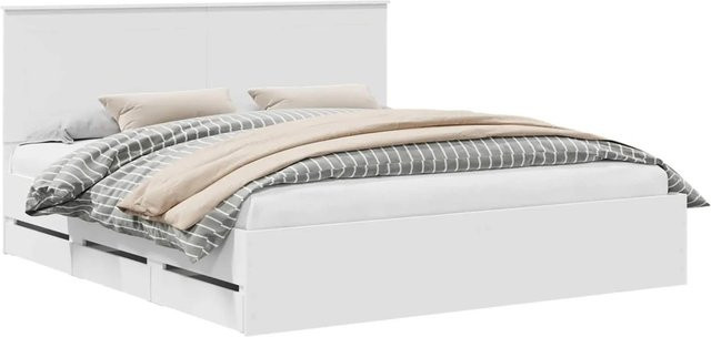vidaXL Bettrahmen mit Schubladen in Weiß aus Holzwerkstoff B/T/H: 200 x 203 x 100 cm - Bild 1
