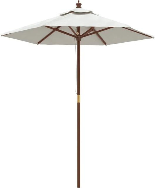 vidaXL Sonnenschirm mit Holzmast in Sandfarben, B: 196 cm, H: 231 cm - Bild 1