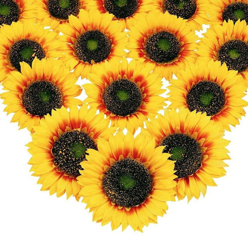 Sonnenblumen-Kunstblumenköpfe aus Seide in Gelb für deine Dekoration, 5 oder 10 Stück - Bild 1