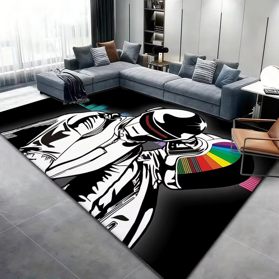 D-Daft P-PunkeS Bodenmatte aus Flanell in Schwarz, rutschfester Plüschteppich mit abstraktem Design für dein Wohnzimmer - Bild 4