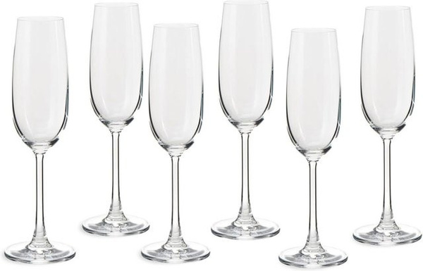 ECHTWERK Sektgläser transparent, 6er Pack, 210 ml, Durchmesser: 4,5 cm, Höhe: 23 cm