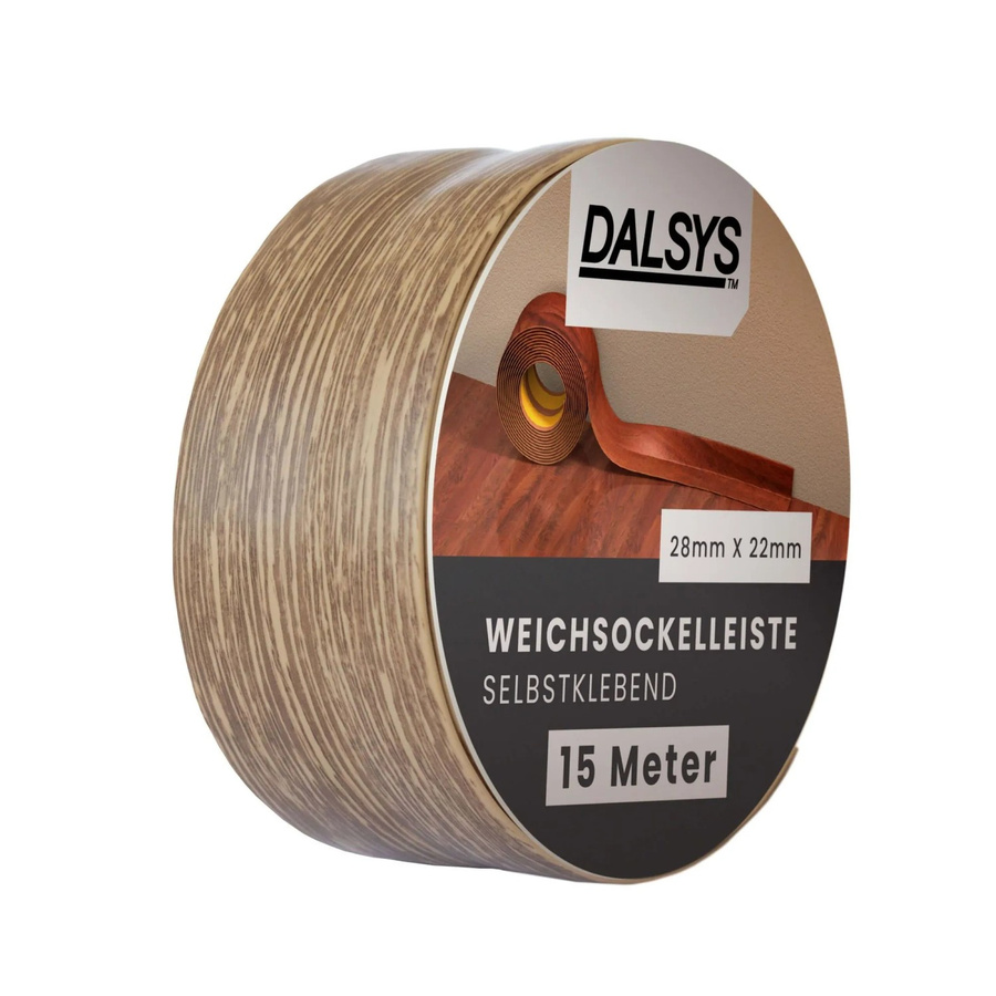 Dalsys Weichsockelleiste selbstklebend aus PVC in Dunkle Eiche, 15 m - Bild 2