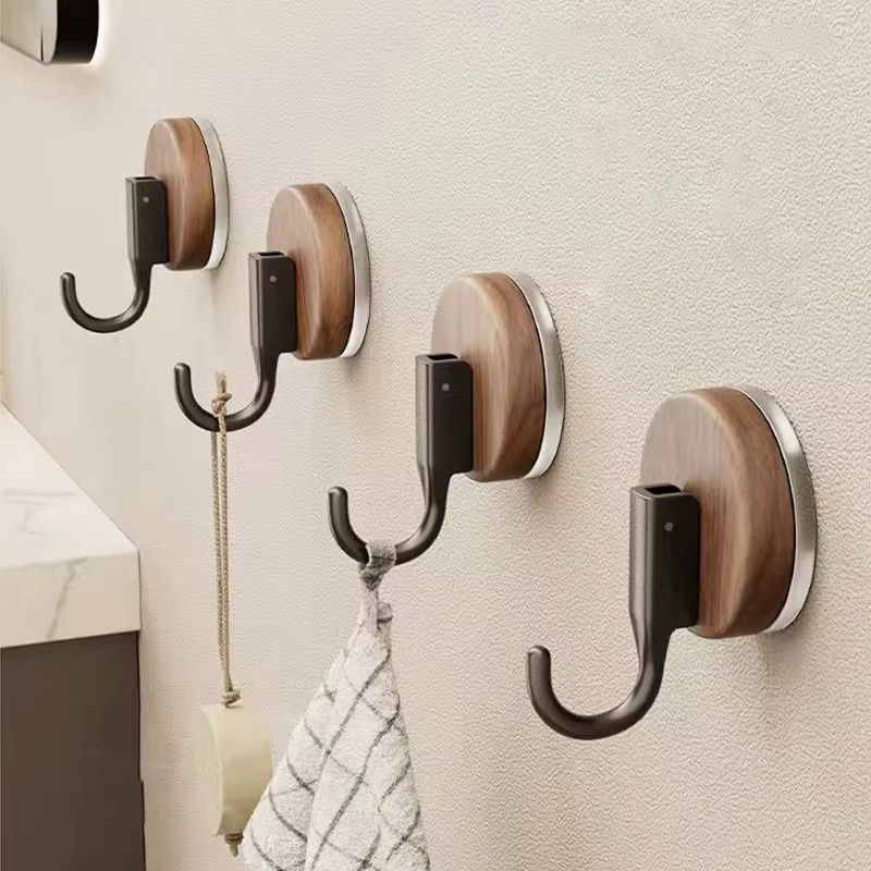 Saugnapf-Haken in Holzmaserung für Küche und Badezimmer, Kleiderhaken und Schlüsselhalter ohne Bohren, Farben: Weiß und Braun - Bild 2