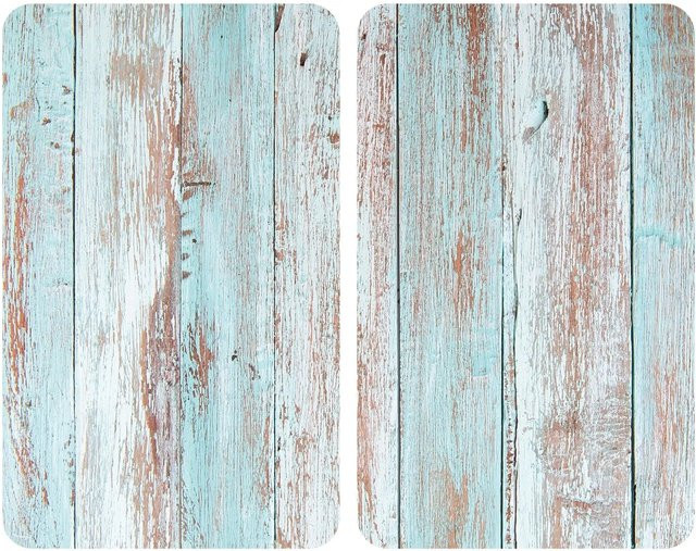 Allstar Glasabdeckplatten Blue Wood für Glaskeramik-Kochfelder, 2er-Set, Farbe: Blue Wood - Bild 1