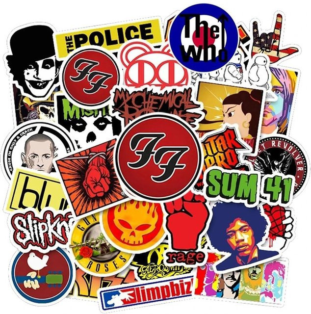 1050 Stück Rockband Musik Punk Aufkleber Set aus wasserfestem PVC in Multicolour für Skateboard, Laptop und Motorrad von Binchi Outdoor Product - Bild 1