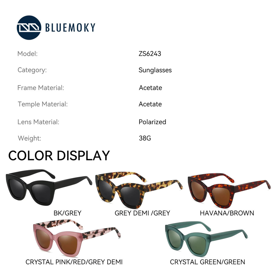 BLUEMOKY Cat-Eye-Sonnenbrille, Acetat, braun, Damen, Vollrand, polarisiert - Bild 3