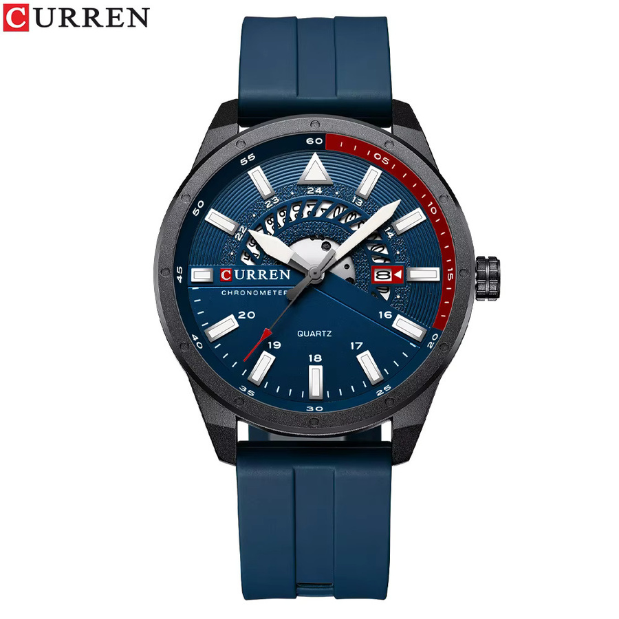 CURREN Armbanduhr, Quarz, Leder, Blau, Herren - Bild 5