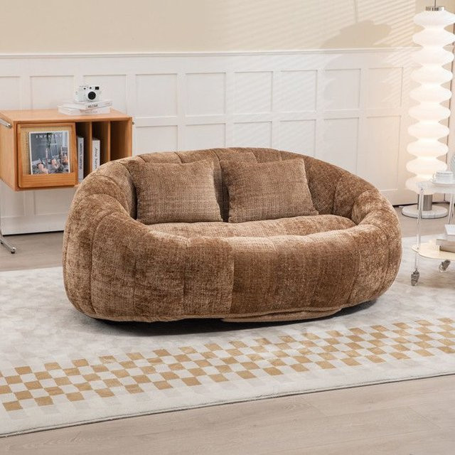 MUVOE Sitzsack-Sofa Zweisitzer aus Chenille in Kaffeebraun - Bild 1