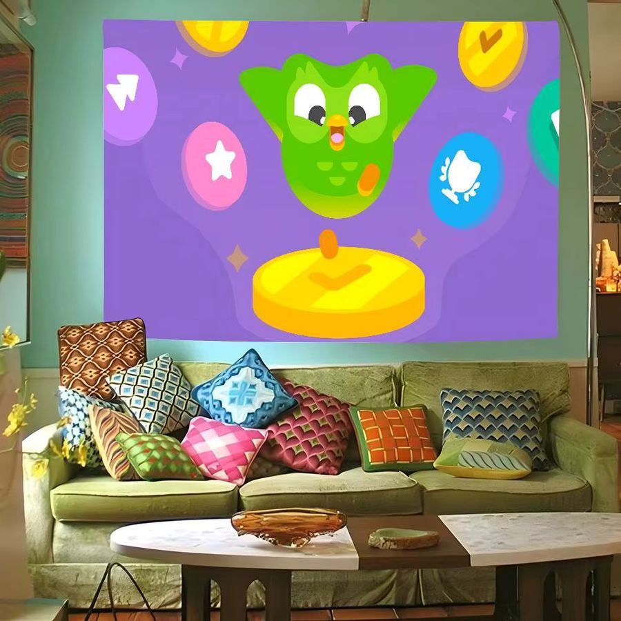 Geburtstags-Fotohintergrund mit Duolingo-Motiv, Mehrfarbiges Party-Banner für Esszimmer und Fotostudio, Rechteckig - Bild 3