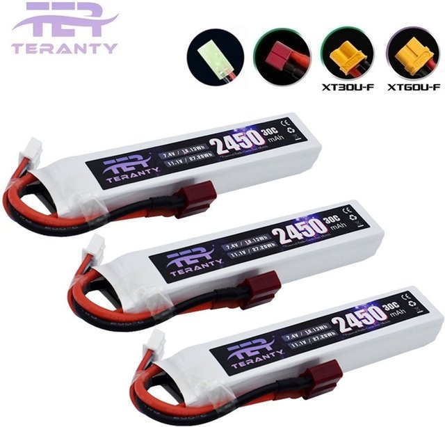 TERFPV Li-Ion Akku 11,1 V 3S 2450 mAh 30C mit Deans T Anschluss für Airsoft und elektrische Spielzeuge, Farbe: Weiß - Bild 1
