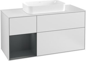 V&B Waschtischunterschrank Finion mit Wandbeleuchtung in Weiß lackiert, Breite: 120 cm, Höhe: 60,3 cm, Tiefe: 50,1 cm - Bild 1