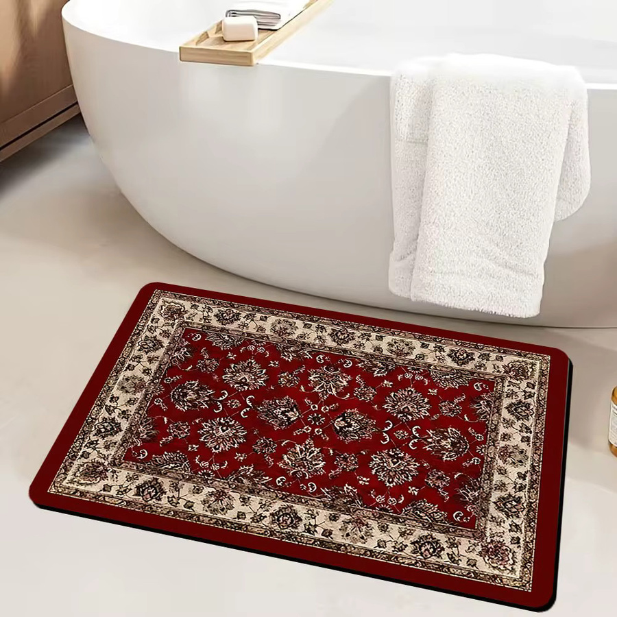 VIKAMA Willkommensmatte im Boho-Stil mit floralem Design, rot, B/T: 60 x 40 cm - Bild 3