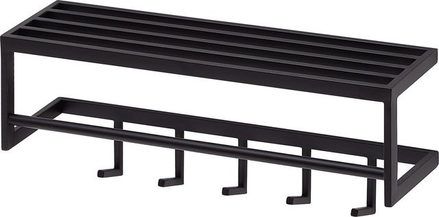 Wandgarderobe FineBuy aus Metall mit Ablage und Hakenleiste, Schwarz Matt, Breite: 70 cm, Höhe: 20 cm, Tiefe: 20 cm - Bild 1