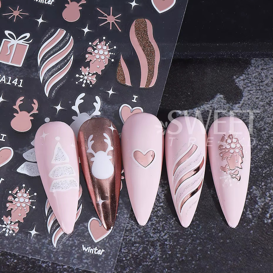 SWEET TREND Nagelaufkleber, 3 Stück, Schimmernd, Weihnachtsdesign - Bild 3