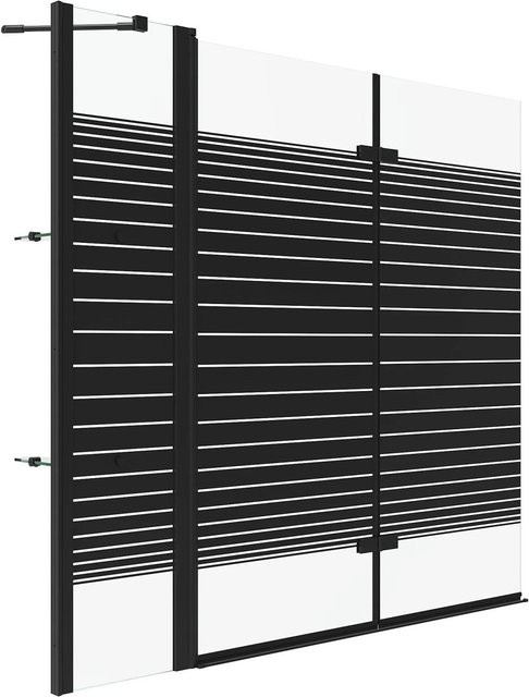 Aquabatos 3tlg. Badewannenfaltwand Duschabtrennung aus Sicherheitsglas in Schwarz Matt, B/H: 150 x 140 cm - Bild 1