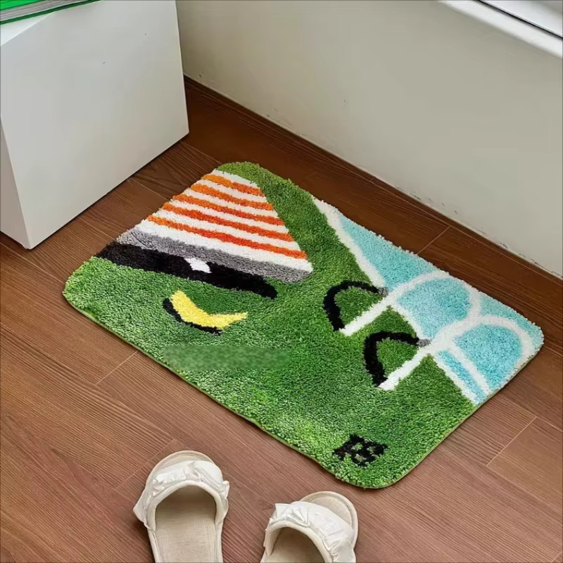 VIKAMA Cartoon Bodenmatte Petrol mit Kinder-Motiv, rechteckiger Teppich für Badezimmer, Schlafzimmer oder Wohnzimmer, B/T: 60 x 40 cm - Bild 2