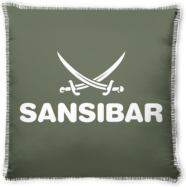 Kissenhülle SANSIBAR DOUBLE quadratisch in Grün mit nautischem Grafikdesign aus Baumwolle und Polyester - Bild 1