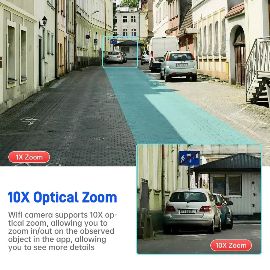 DIFANG Outdoor WIFI Überwachungskamera mit 6K 8MP Drei-Objektiv-System, 10X Zoom, Menschlicher Erkennung und Dual-Bildschirm in Weiß - Bild 2