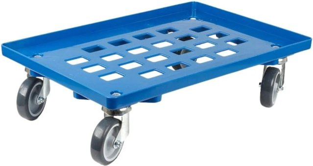 PROREGAL Transportroller für Euroboxen Blau mit Gitterdeck und 4 Gummirädern, Traglast 300 kg - Bild 1