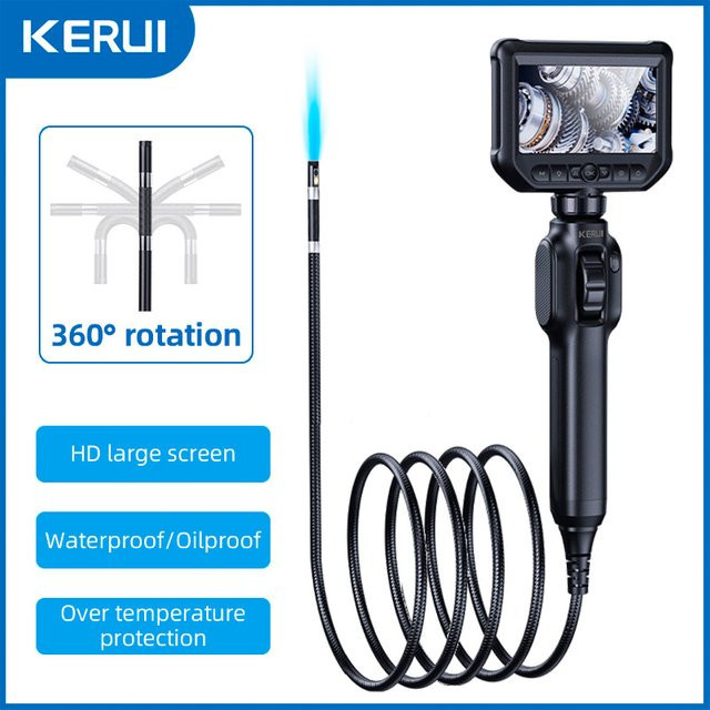 KERUI Industrie-Endoskop mit 2 MP Mini-Kamera, 360-Grad-Drehung und 8 LEDs für iPhone, Android und PC, Schwarz - Bild 1