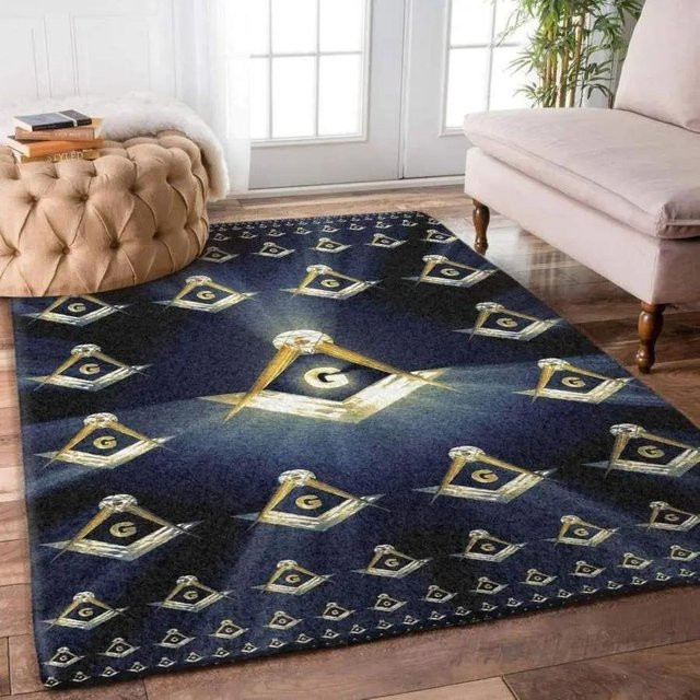 Karpetti Freimaurerei Teppich, blau, rechteckig, rutschfest und waschbar, B/T: 120 x 160 cm - Bild 1