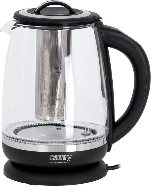 Camry Wasserkocher CR 1290 mit Teesieb aus Glas, 2 l, 2200 W, transparent - Bild 1