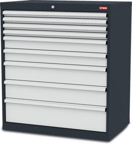 STIER Schubladenschrank aus Stahl mit 9 Schubladen, pulverbeschichtet, B/T/H: 90,0 x 57,5 x 102,0 cm - Bild 1