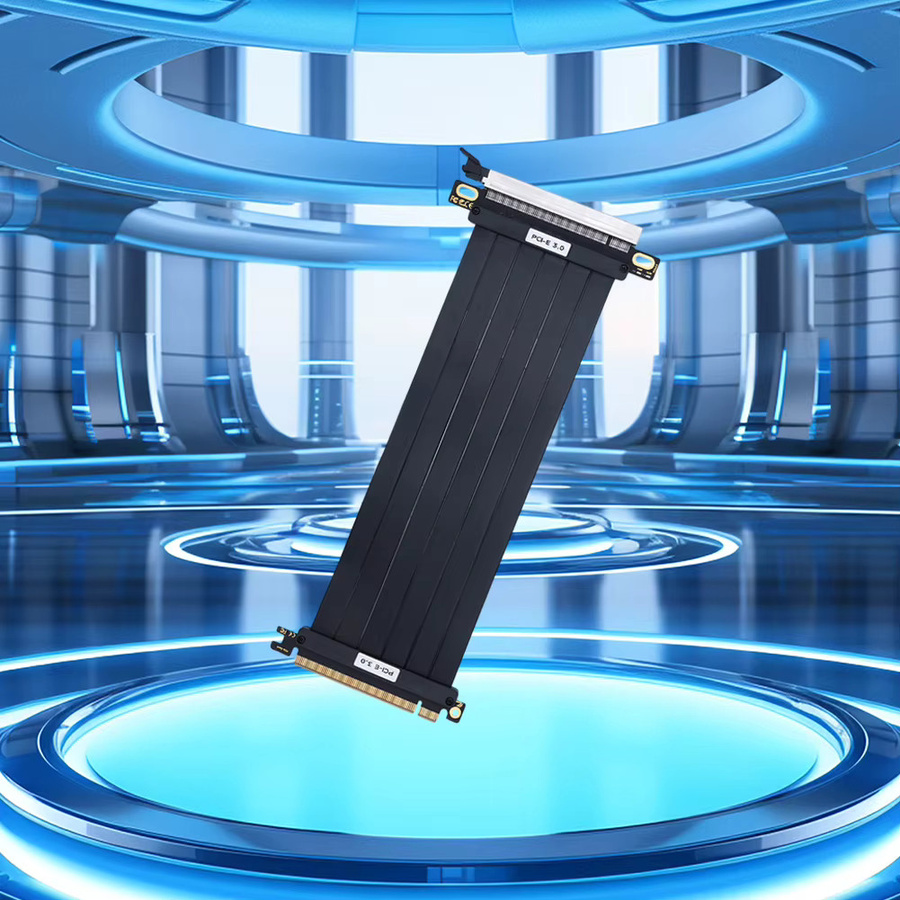 ALLOYSEED PCI-E 3.0 Riser-Kabel GPU-Verlängerungskabel PCIe 3.0 x16 Hochgeschwindigkeits-Flexibles Erweiterungskabel mit 180-Grad-Adapter in Schwarz - Bild 2