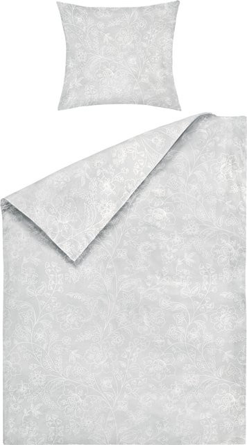 Bettwäsche NATALIA von casa NOVA aus Mako-Satin in Silber, bestehend aus Bettbezug (Breite: 135 cm, Höhe: 200 cm) und Kissenbezug (Breite: 80 cm, Höhe: 80 cm) - Bild 1