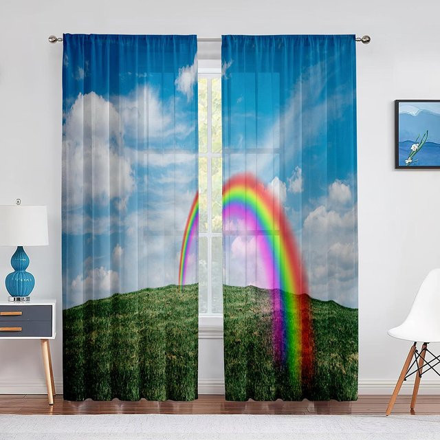 Regenbogen-Fantasie Transparenter Tüll-Vorhang Chiffon in Multicolor Breite: 200 cm, Höhe: 250 cm - Bild 1