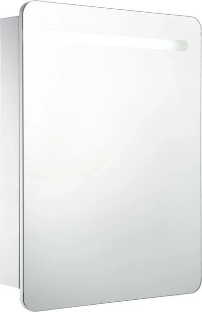 vidaXL LED-Spiegelschrank für das Badezimmer in Weiß und Silber mit integrierter Beleuchtung und Soft-Close-Türen, B/T/H: 60 x 11 x 80 cm - Bild 1