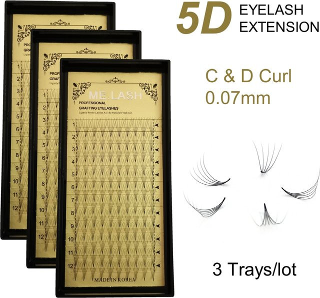ME.LASH 5D-Wimpernverlängerung, 3 Tabletts, C D Curl, Russisches Volumen, 0,07 mm, Unisex - Bild 1