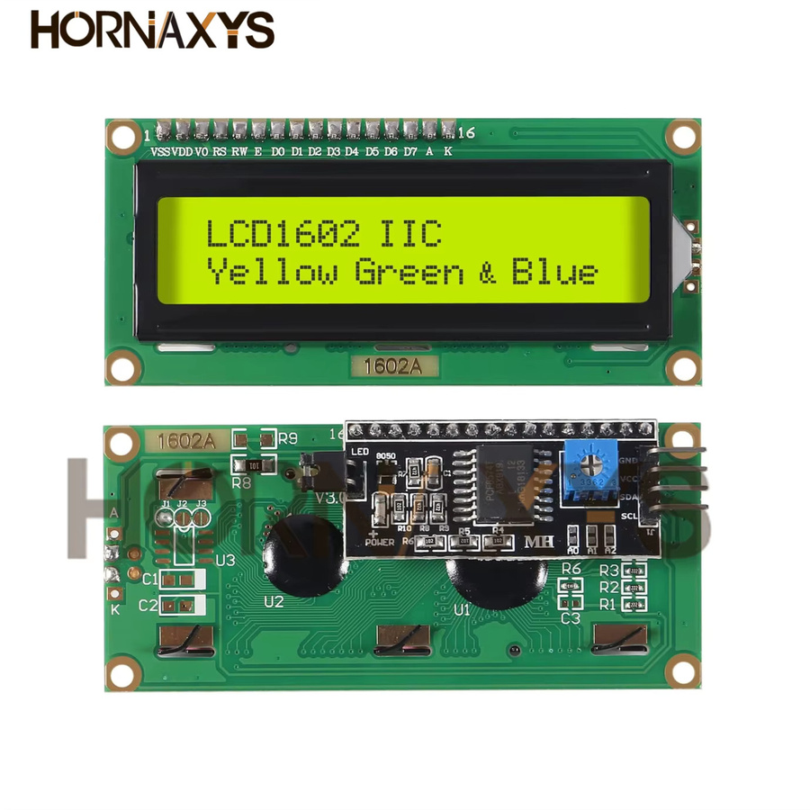 LCD1602 I2C Modul von HORNAXYS mit 16x2 Zeichen LCD-Anzeige in Blau oder Gelbgrün und PCF8574T Schnittstelle für 5V - Bild 3