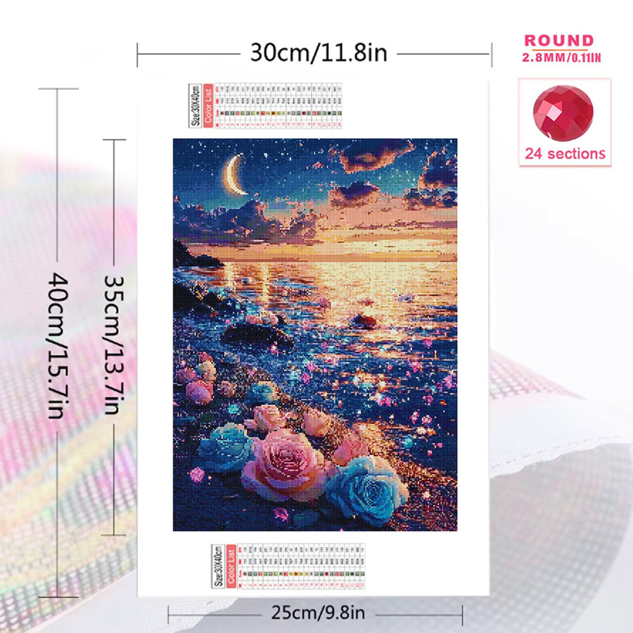 EverShine Diamant-Mosaik Meereslandschaft 5D Stickerei mit Strass-Steinen in Multicolour, Breite: 20 cm, Höhe: 30 cm - Bild 2