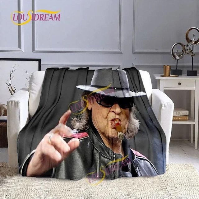 Jessica Chen Flanelldecke Udo Lindenberg 3D Design Weiche Plüschdecke B/B/H: 75 x 100 cm, Farben: Weiß und Grau - Bild 1