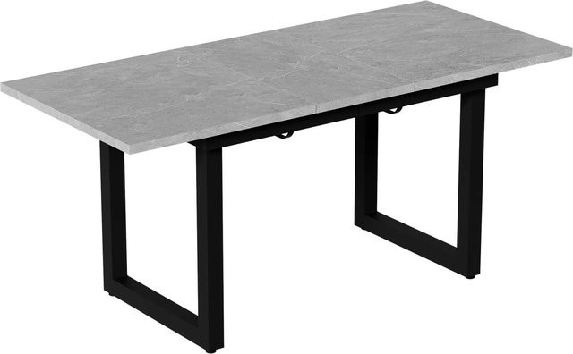okwish Esstisch aus Metall und MDF im Industriestil, erweiterbar, Grau, B/T/H: 140 x 80 x 75 cm - Bild 1